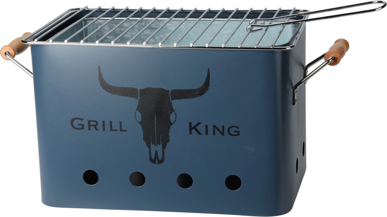 Gratar dreptunghiular Grill King, 32 x 20 x 20 cm, metal, albastru mat - imagine 4